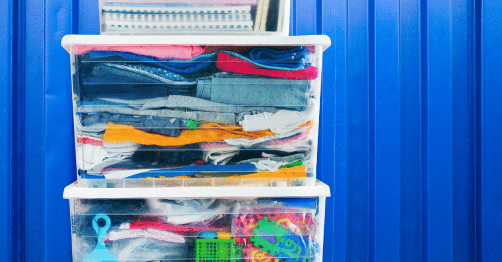 storing clothes in a shipping container