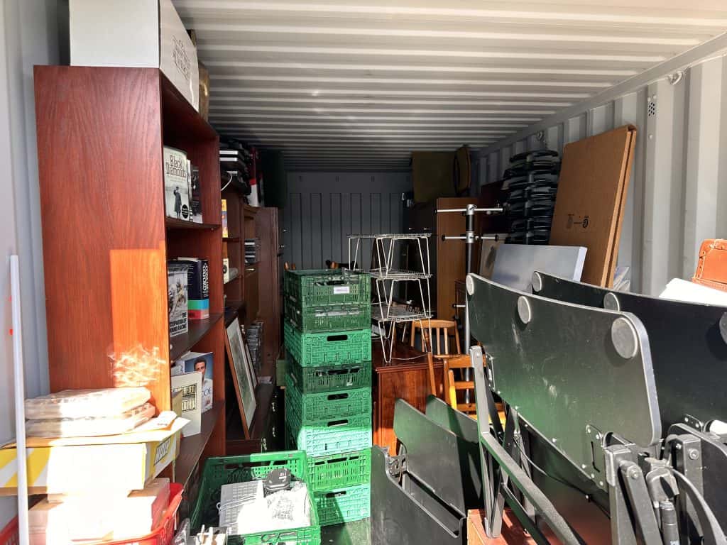 Inside a storage container in Sheffield